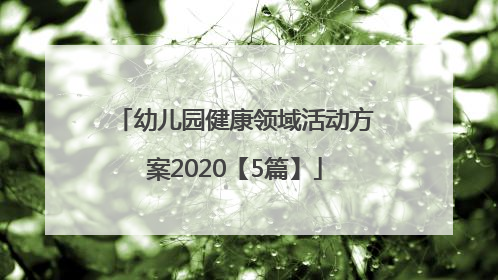 幼儿园健康领域活动方案2020【5篇】